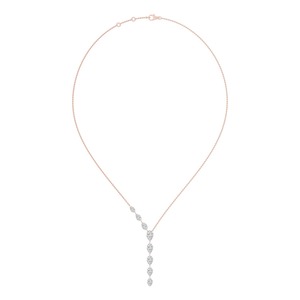 Collar Asimétrico con Diamante Cultivado en Laboratorio con Corte Pera Perforado, 3.53 CTW, Oro Rosa de 9K - Product Image 2