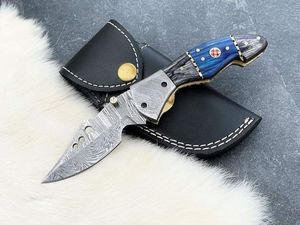 Couteau de chasse Bowie de haute qualité en acier inoxydable Stigma, manche en bois, étui en cuir, lame à pointe fixe, couteau d'extérieur - Product Image 3