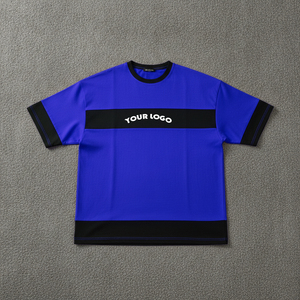 เสื้อยืดสตรีทแวร์แบบโอเวอร์ไซส์ตัดต่อสีสันสดใส เสื้อยืดเปล่าสำหรับฤดูร้อน เสื้อยืดลำลองแบบคัลเลอร์บล็อก - Product Image 1