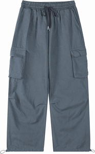 Men's Beige Cotton Cargo Pants Elastic Waist Drawstring Multiple Pockets Casual Autumn Wear Midweight Knitted <b>Harem</b> Style - Product Image 6