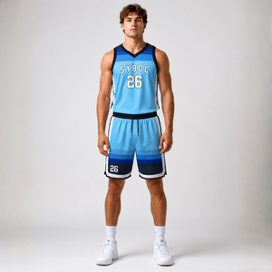 Uniforme de Baloncesto Personalizado con Sublimación en Degradado Azul Cielo, Venta al Por Mayor OEM, Golfo, Emiratos Árabes Unidos, Arabia Saudita - Product Image 1