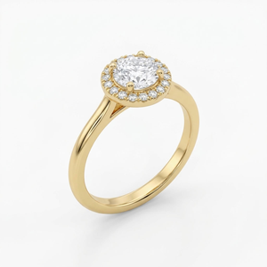 Anillo de Compromiso y Boda para Mujer, con Diamante Cultivado en Laboratorio, Halo Redondo, Oro de 14K, para Fiesta y Regalo - Product Image 1