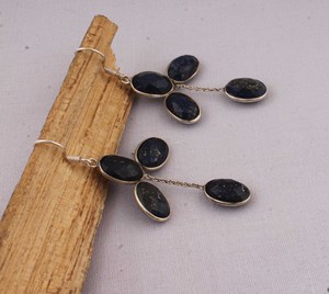 Natural Lapis Lazuli <b>Earrings</b> 925 <b>Sterling</b> <b>Silver</b> Jewelry Bezel Set Royal Blue Gemstone <b>Earrings</b> Vintage Style <b>Dangle</b> <b>Earrings</b> - Product Image 3