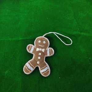 Handmade Embroidered Velvet Gingerbread Man Hanging <b>Ornament</b> Traditional Textile Eco-Friendly High Quality <b>Small</b> Christmas - Product Image 6