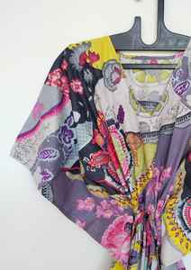 Robe kaftan en coton indien faite à la main à imprimé floral, légère, idéale pour la plage - Product Image 3