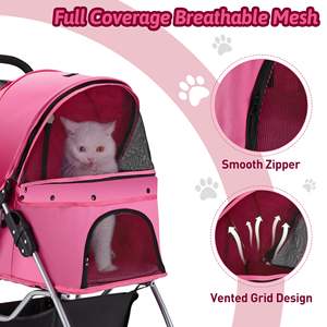TH-PPS-317 Portable Four Wheel Pet Stroller with Removable <b>Cushion</b> and Strong Frame for <b>Long</b> Lasting Use - Product Image 3