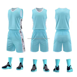 Vente en gros d'uniformes de basket-ball personnalisés de haute qualité Ensemble de shorts en jersey brodé d'un seul côté Vêtements de basket-ball à séchage rapide - Product Image 5