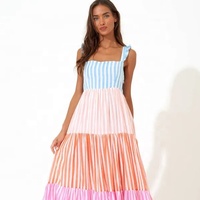 Nouveau design dos nu vêtements d'été multicolore dépouillé sans manches longue Maxi robe de plage pour les femmes plage fête