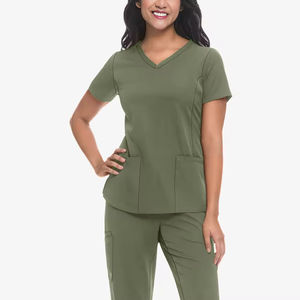 Tenues d'infirmière à manches courtes, ensembles de blouses personnalisées, chemises de travail pour hôpital, infirmières, en toile, séchage rapide, respirantes, unisexes - Product Image 1