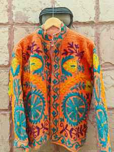 Chaqueta Suzani de Algodón Bordada a Mano con Estampado Étnico Colorido para Vacaciones de Verano en la Playa, Vestido Informal para Mujeres y Niñas - Product Image 4