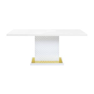 Table à manger Gaines en blanc brillant avec base en piédestal - Product Image 3