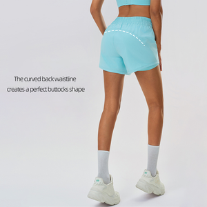 2026 Women's Solid Color Knitted <b>Elastic</b> <b>Waist</b> Sport <b>Shorts</b> Breathable With Pockets Regular Fit - Product Image 4