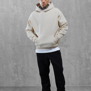 Sweats à capuche pour hommes poche surdimensionnée sweats à capuche fonctionnels impression bouffante streetwear épaules tombantes sweat à capuche en coton lourd pour hommes - Product Image 4