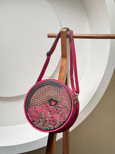 มาใหม่เฉพาะhandmadeสีชมพูเครื่องมือหนังกระเป๋าCanteen Westernดอกไม้Designerคลัทช์และหรูหราเหรียญกรณีTrioชุด - Product Image 4