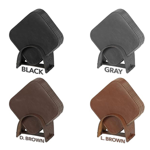 Juego de 6 Posavasos Cuadrados de Cuero Puro, Color Marrón Oscuro, Antideslizantes, para Bebidas, Diseño Moderno - Product Image 4