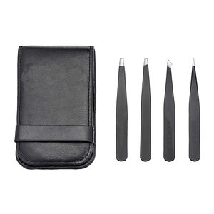 Juego de Pinzas para Cejas Profesionales y Duraderas al por Mayor, de Acero Inoxidable, Color Personalizado, 4 Piezas, Pinzas para Extensión de Cejas, de Cuero - Product Image 1