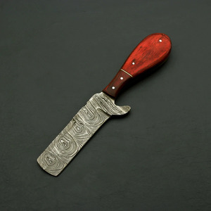 Couteau de boucher en acier Damas forgé à la main, couteau de cowboy, couteau de ranch, lame fixe, couteau de chasse, couteau de camping, couteau EDC, manche en bois rouge, étui en cuir - Product Image 3