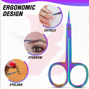 Excellent Fournisseur Nouvelle Arrivée Ciseaux à Cuticules Courbes Multicolores Extra Affûtés Antidérapants Durables avec Étui de Rangement Noir - Product Image 4