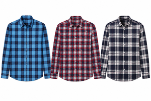 Chemise à manches longues pour homme, à carreaux, boutonnée, en popeline tissée, col rabattu, tenue formelle ou décontractée - Product Image 6