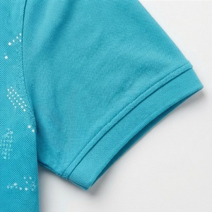 Men's <b>Turquoise</b> Short Sleeve Polo <b>Shirt</b> With Dot Pattern Knitted 100% Polyester Breathable Casual Regular Fit - Product Image 6