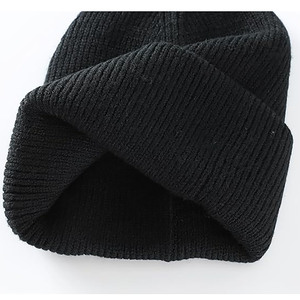 Vintage Black Ribbed Knit Beanie-Unisex Winter <b>Warm</b> <b>Hat</b> Soft Stretch Spandex/Cotton Minimalist Streetwear Essential - Product Image 6