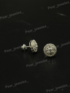 Round VVS Moissanite <b>Silver</b> <b>Stud</b> Earrings Custom Baguette Cluster Halo Earrings For Men Women 925 Sterling <b>Silver</b> - Product Image 1