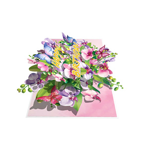 Tarjeta de Felicitación de Cumpleaños Floral 3D de Lujo con Orquídeas, Hecha a Mano en Papel, Regalo Personalizado para Invitaciones de Despedida de Soltera - Product Image 2