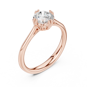 Anillo de Compromiso Solitario con Diamante Moissanite Redondo Brillante de 8 Puntas, Anillo de Plata de Ley 925 con Baño de Oro Rosa para Mujer - Product Image 4