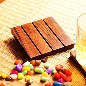 Handmade Wooden Tea Coffee Mug <b>Coaster</b> Square Rustic <b>Drink</b> Cup Holder Heat Resistant Table Protector set of 6 - Product Image 5