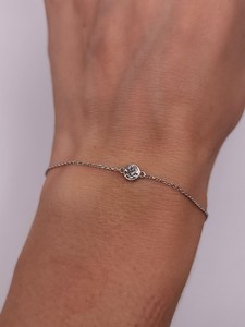 0.20 CT Lab Grown Diamond Freshwater Pearl Bezel Set 10K Gold Plated Chain Link <b>Bracelet</b> for Women Trendy Face Design IGI - Product Image 2