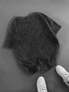 เสื้อยืดสตรีทแวร์สไตล์วินเทจผ้าฝ้ายซักย้อมสีซีดแบบสองชิ้นประดับเพชรคุณภาพสูงสำหรับฤดูร้อน - Product Image 2