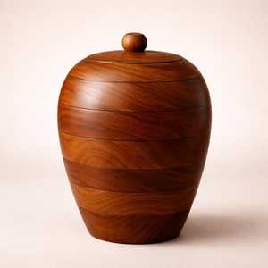 Urna Funeraria Moderna de Madera Maciza Pulida Hecha a Mano para Adultos, Caja Decorativa Redonda de Madera Tallada a Mano para Funeral - Product Image 3