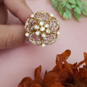 STUNNING SPARKLES Stylish Premium Quality <b>Brass</b> Gold Plated Zircon Beautiful <b>Ring</b> for Party Wear Trendy Collection Women's Girls - Product Image 3