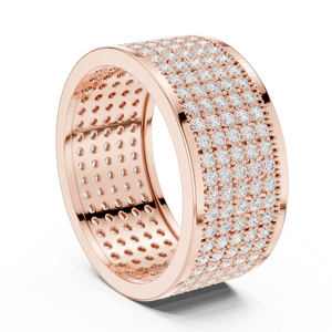 Rose Gold Lab Grown <b>Diamond</b> Wide Pavé Band <b>Ring</b> for Women Luxury Wedding Anniversary Fine Jewelry - Product Image 4