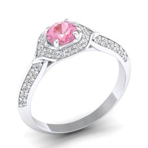 แหวนเพชรทรงกลม REYES Dainty ทองคำแท้ 14K ประดับพลอยมอร์แกไนต์ 0.5 กะรัต พร้อมวงแหวนล้อมเพชร ราคาขายส่ง เครื่องประดับมอสซาไนต์คุณภาพสูงสำหรับผู้หญิง - Product Image 2