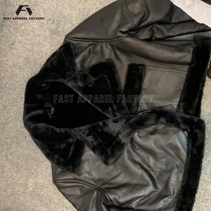 Womens Shearling Leather Jacket Faux Fur <b>Lined</b> Winter <b>Coat</b> Stylish PU Leather Outerwear For Women Shearling leather Jacket - Product Image 3