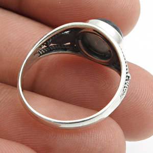 แหวนเงินแท้ 925 คุณภาพสูง ดีไซน์วินเทจสไตล์โบฮีเมียน สั่งทำพิเศษ ประดับด้วยพลอยลาบราดอไรต์ทรงกลมธรรมชาติ - Product Image 2