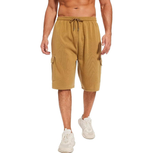 Pantalones Cortos Cargo Bermuda para Hombre, Estilo Urbano, Color Sólido, Tejido de Punto, Cintura Media, Cierre Elástico, Transpirables, de Secado Rápido, con Bolsillos - Product Image 2