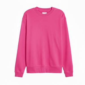 เสื้อสเวตเชิ้ตคอกลมทรงโอเวอร์ไซส์ ระบายอากาศได้ดี เป็นมิตรต่อสิ่งแวดล้อม สำหรับทุกเพศ สีชมพูล้วน ผ้าถัก สวมใส่สบายๆ สำหรับฤดูใบไม้ร่วง - Product Image 1
