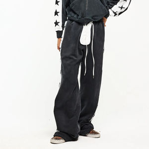 กางเกงจ็อกเกอร์พิมพ์ลายขนาดใหญ่ ขากว้าง ทรงหลวม สไตล์ลำลองสำหรับผู้ชาย ปรับแต่งได้ เป็นมิตรกับสิ่งแวดล้อม ผลิตจากโพลีเอสเตอร์/ผ้าฝ้าย - Product Image 1