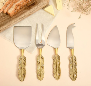 Impresionantes Sets de Queso de Latón en Oferta: Cortadores, Coladores, Cuchillos y Tenedores de Alta Calidad para Buffet - Product Image 2