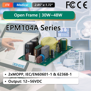 EDAC POWER 48V 56V 40W 0.83A MAX IEC60601 2xMOPP EPM104AH Serie Fuentes de Alimentación Industriales de Bastidor Abierto 88%-90% Eficiencia Refrigeración por Aire - Product Image 1