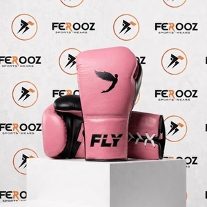Gants de boxe en cuir véritable blanc et noir de qualité supérieure avec fermeture à lacets et auto-agrippante, anti-UV, respirants et absorbant l'humidité - Product Image 4
