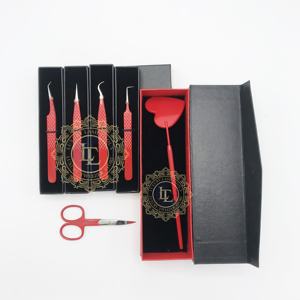 Pince à épiler professionnelle en acier inoxydable faite à la main en acier inoxydable revêtement en poudre rouge pointe argentée avec miroir ciseaux testé à la main - Product Image 3