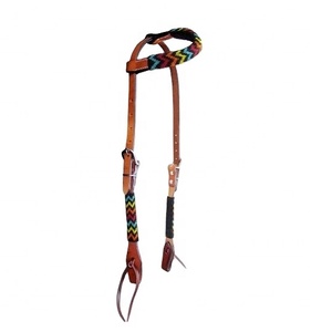 Nueva llegada 100% cuero genuino carreras de caballos Headstall cristal decorativo trenzado cuero Headstall & pecho Collar Top proveedor - Product Image 1
