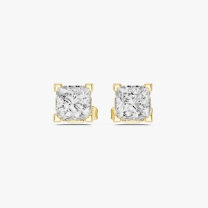 Pendientes de Diamantes Cultivados en Laboratorio con Corte Princesa de 0.85CTW, Oro Amarillo de 9K, 4 Puntas, Joyería Fina al por Mayor OEM - Product Image 3