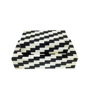 Luxury Decorative Black and White Bone Inlay <b>Box</b> Set | Handmade Premium <b>Storage</b> Organizer <b>Box</b> for Elegant Home Decor and Gift - Product Image 1