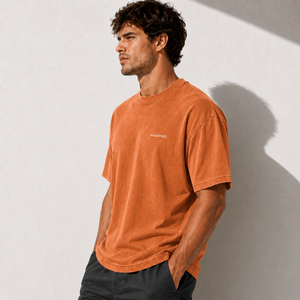 Warpro Men's <b>Orange</b> Solid Color O-Neck Short Sleeve Cotton Regular Fit Casual <b>T</b>-<b>Shirt</b> - Product Image 2