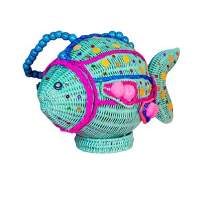 Handmade Fish Shaped Rattan Storage <b>Bag</b> Bohemian Style Plant Fiber Craft Decorative Basket for Kids and Home Use - Product Image 2