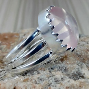 Rose Quartz Oval <b>Ring</b> <b>925</b> Sterling <b>Silver</b> Handmade Promise Jewelry for her bezel setting <b>Ring</b> January Birthstone Jewelry - Product Image 3